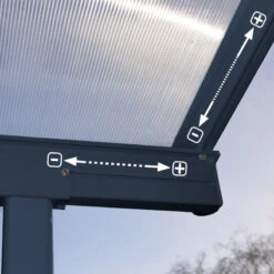 Toit De Terrasse 224x224cm En Aluminium Gris Et Polycarbonate 6mm SIERRA - Canopia By Palram -Jardin Extérieur toit de terrasse 224x224cm en aluminium gris et polycarbonate 6mm sierra palram 1 4