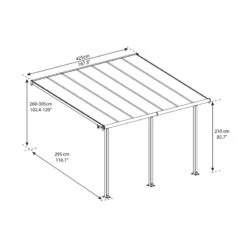 Toit De Terrasse En Aluminium Blanc 3x4,25m + PC 16mm Olympia - Palram - Canopia -Jardin Extérieur toit de terrasse en aluminium blanc 3x425m pc 16mm olympia palram 3