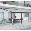 Toit De Terrasse En Aluminium Gris 3x5,46m + PC 16mm Olympia - Palram - Canopia -Jardin Extérieur toit de terrasse en aluminium gris 3x546m pc 16mm olympia palram