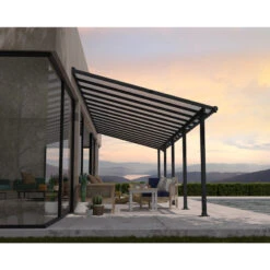 Toit De Terrasse En Aluminium Gris 3x9,15m + PC 16mm Olympia - Palram - Canopia