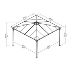 Tonnelle De Jardin 3,6x3,6m En Alu Gris Anthracite Et Polycarbonate -Jardin Extérieur tonnelle de jardin 36x36m en alu gris anthracite et polycarbonate 2