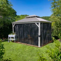 Tonnelle De Jardin Messina 298x363cm En Aluminium Thermolaqué Champagne– SOJAG -Jardin Extérieur tonnelle de jardin messina 298x363cm en aluminium thermolaque champagne sojag 2