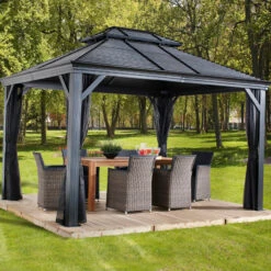 Tonnelle De Jardin Mykonos 299x364cm En Aluminium Thermolaqué – SOJAG -Jardin Extérieur tonnelle de jardin mykonos 299x364cm en aluminium thermolaque sojag 2