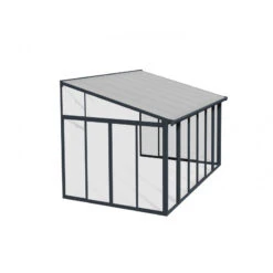 Véranda 300x425cm En Alu Gris Et Polycarbonate 8mm Sanremo - Palram - Canopia -Jardin Extérieur veranda 300x425cm en alu gris et polycarbonate 8mm sanremo palram 3
