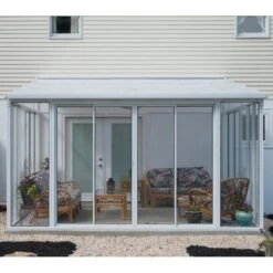 Véranda 400x425cm En Alu Blanc Et Polycarbonate 8mm Sanremo - Palram - Canopia -Jardin Extérieur veranda 400x425cm en alu blanc et polycarbonate 8mm sanremo palram 3
