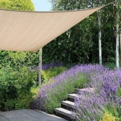Voile D'ombrage Carrée Coolfit 500x500cm Couleur Sable – NESLING -Jardin Extérieur voile d ombrage carree coolfit 500x500cm couleur sable nesling 2